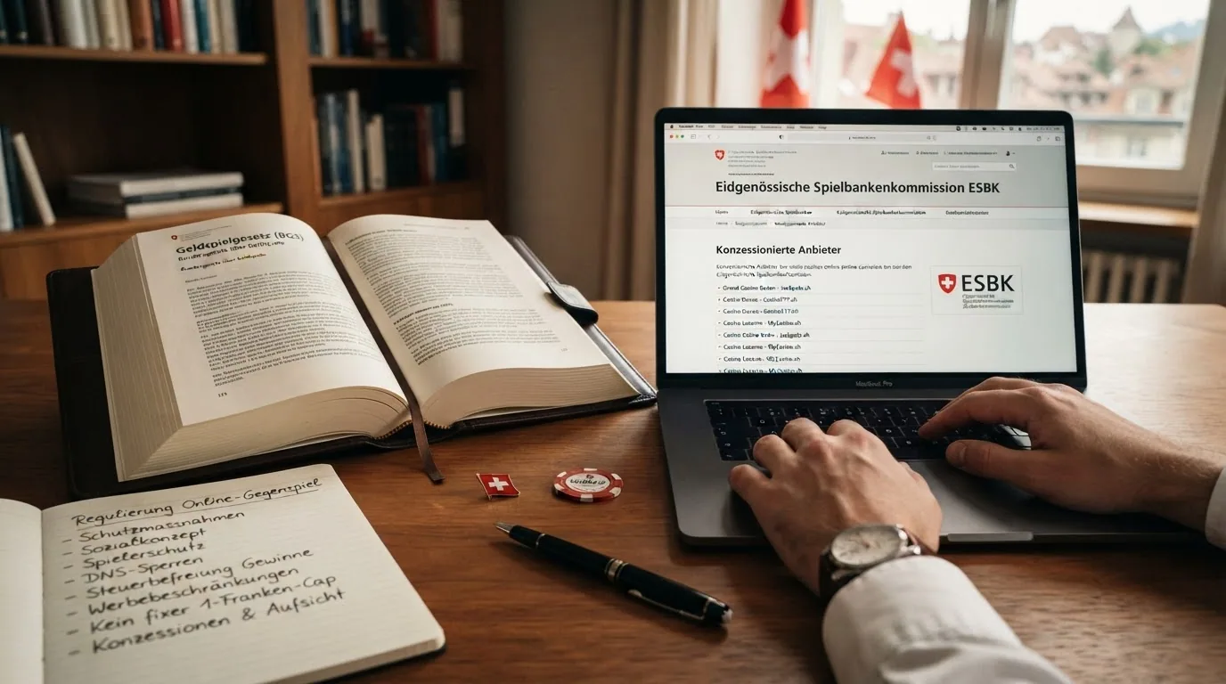 Schweizer Gesetzestext mit ESBK-Logo und Visualisierung des Sozialkonzept-Modells