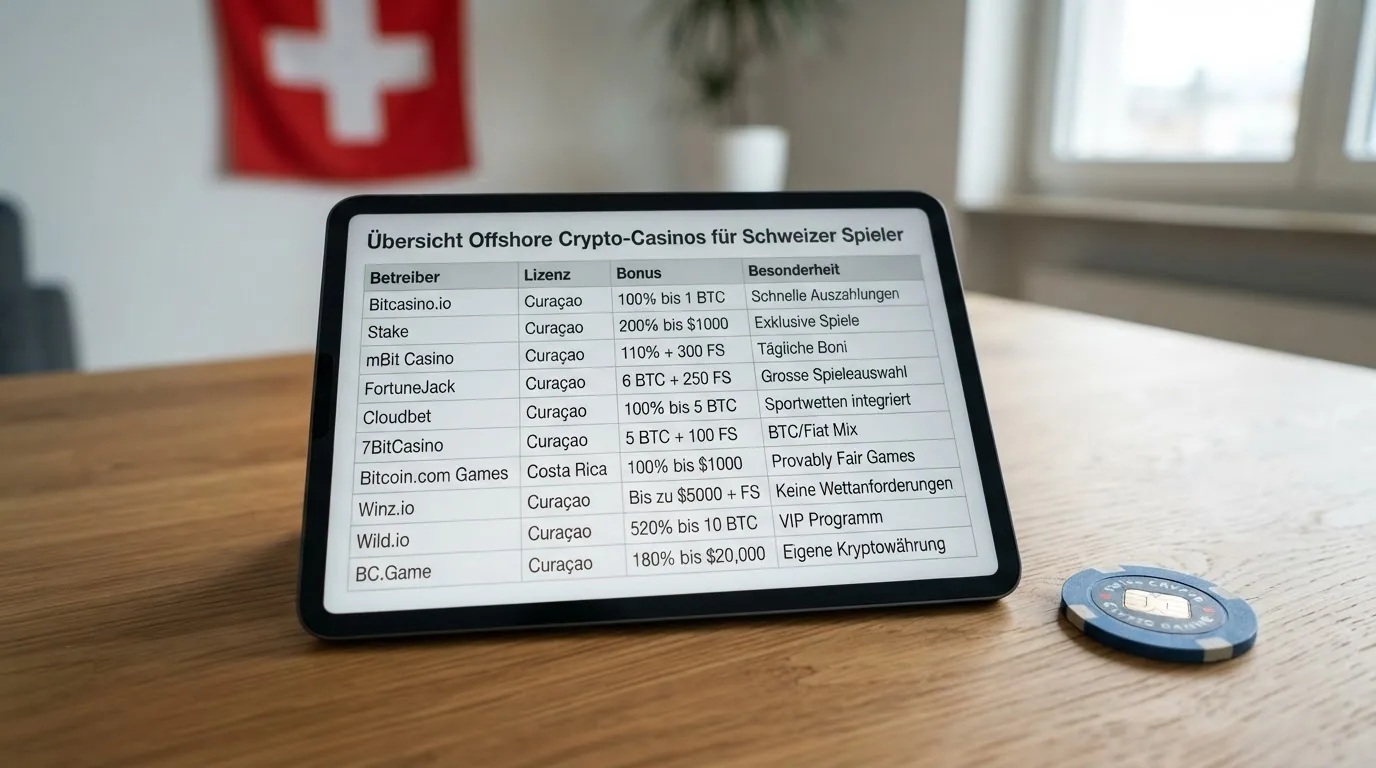 Eine übersichtliche Vergleichstabelle mit Logos und Bewertungen von zehn Bitcoin-Cash-Casinos