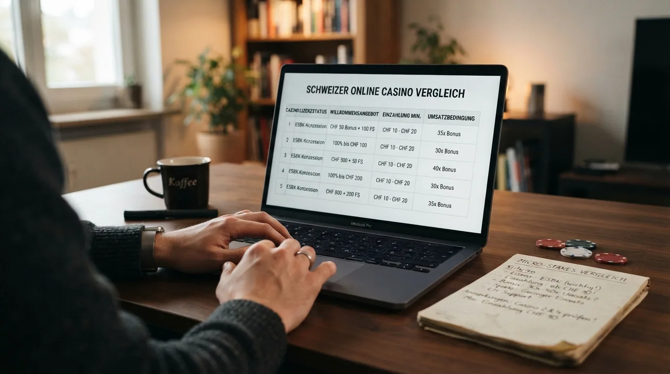 Übersicht der lizenzierten Schweizer Online-Casinos mit ihren Bonus-Angeboten