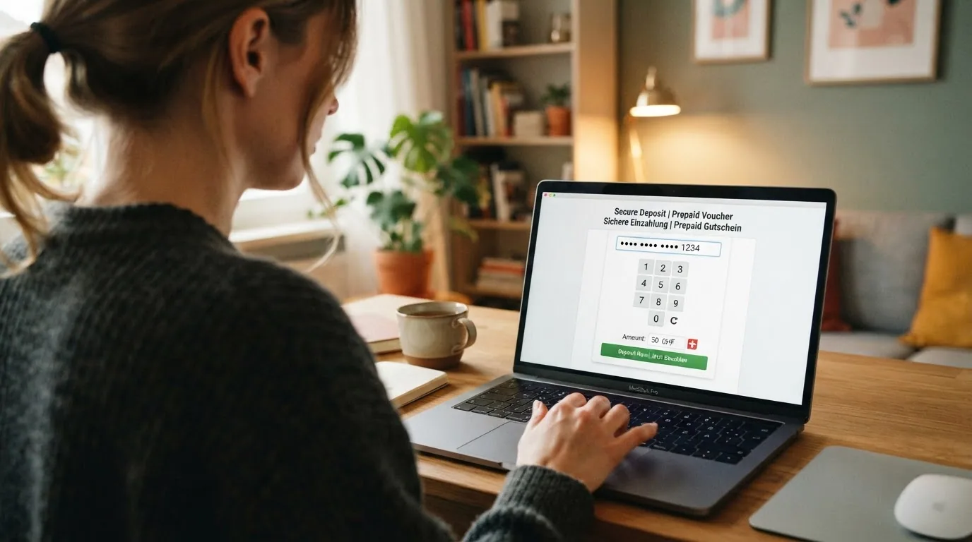 Eingabe eines 16-stelligen paysafecard-Codes auf der Einzahlungsseite eines Online Casinos