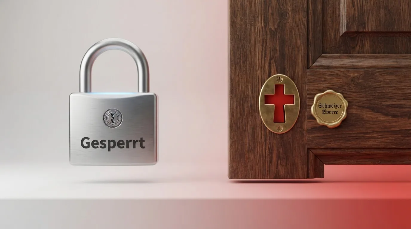Ein visueller Vergleich: links das deutsche OASIS-System mit Sperrdatei-Symbol, rechts die Schweizer Spielsperre mit ESBK-Logo und Liechtenstein-Karte