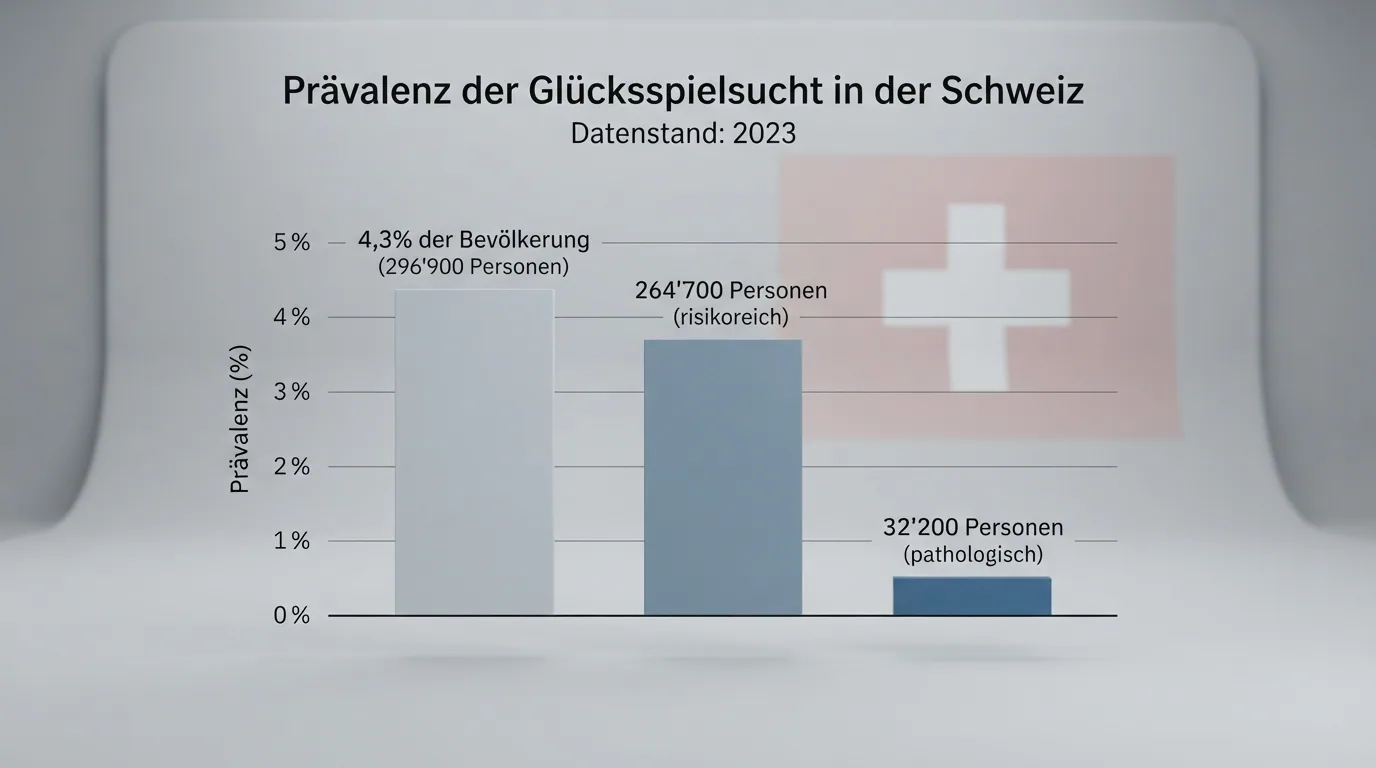 Eine Infografik mit den Prävalenzzahlen: 4,3%, 264'700, 32'200