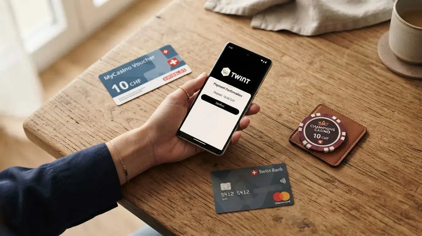 Collage aus TWINT-Logo, Paysafecard-Karte, Kreditkarte und Smartphone mit geöffneter Bezahl-App