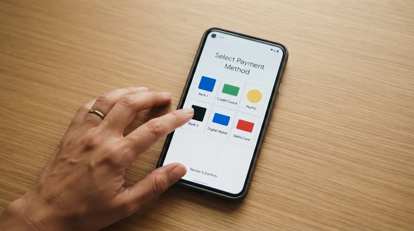 Die Symbole von TWINT, PostFinance, Paysafecard, Apple Pay, Visa und Mastercard nebeneinander auf einem Schweizer Smartphone-Bildschirm